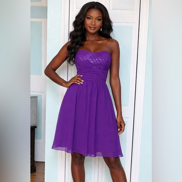 Alfred Angelo Dresses & Skirts - Size 10 Viola Royal Purple Regency Bridesmaid Prom Sequin Short NWOT